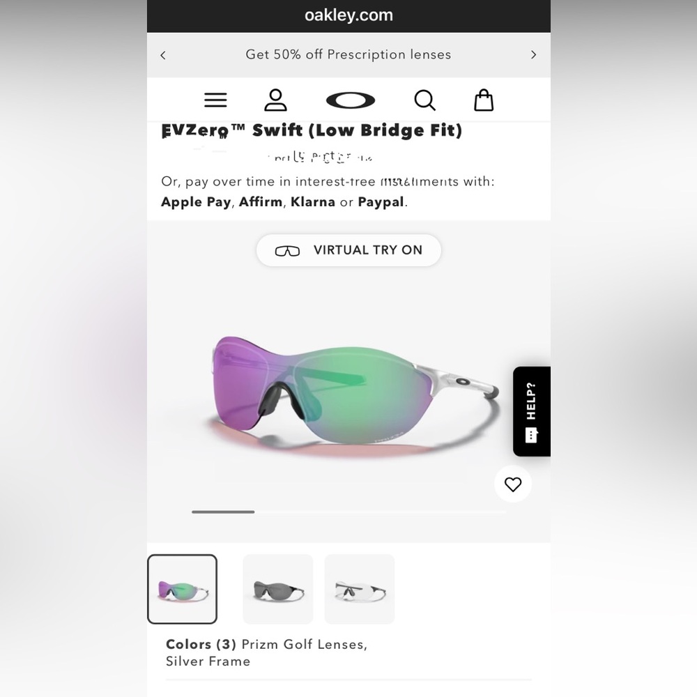 Oakley EvZero Swift Prizm Golf Lens